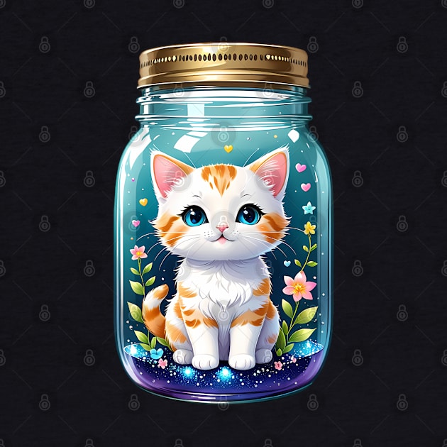 Cute Cat With Flowers In Mason Jar by HappyDigitalPOD